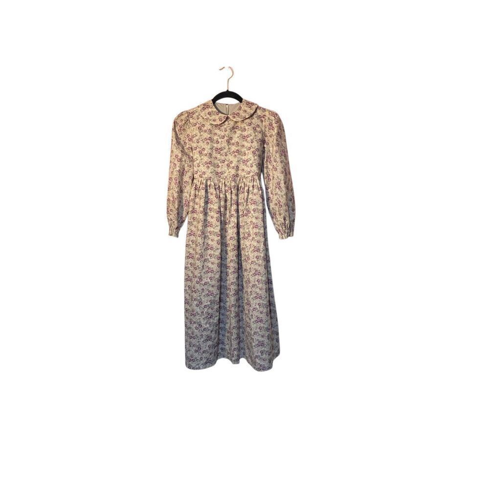 Girls, handmade, handsewn, midi, long sleeve, fully lined floral dress s/S